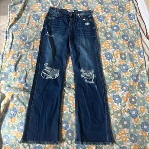KanCan High Rise 90's Flare Ripped blue jeans Women's 5/26 NWT